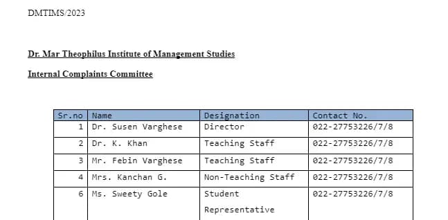 Internal Complaints Committee and WDC 2023